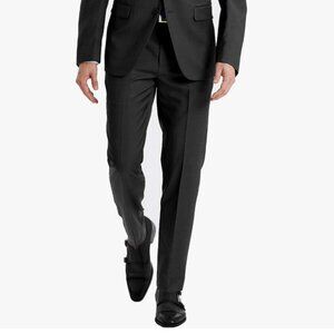 Calvin Klein Men's Slim Fit Suit Pants, Solid Charcoal, 32W x 30L